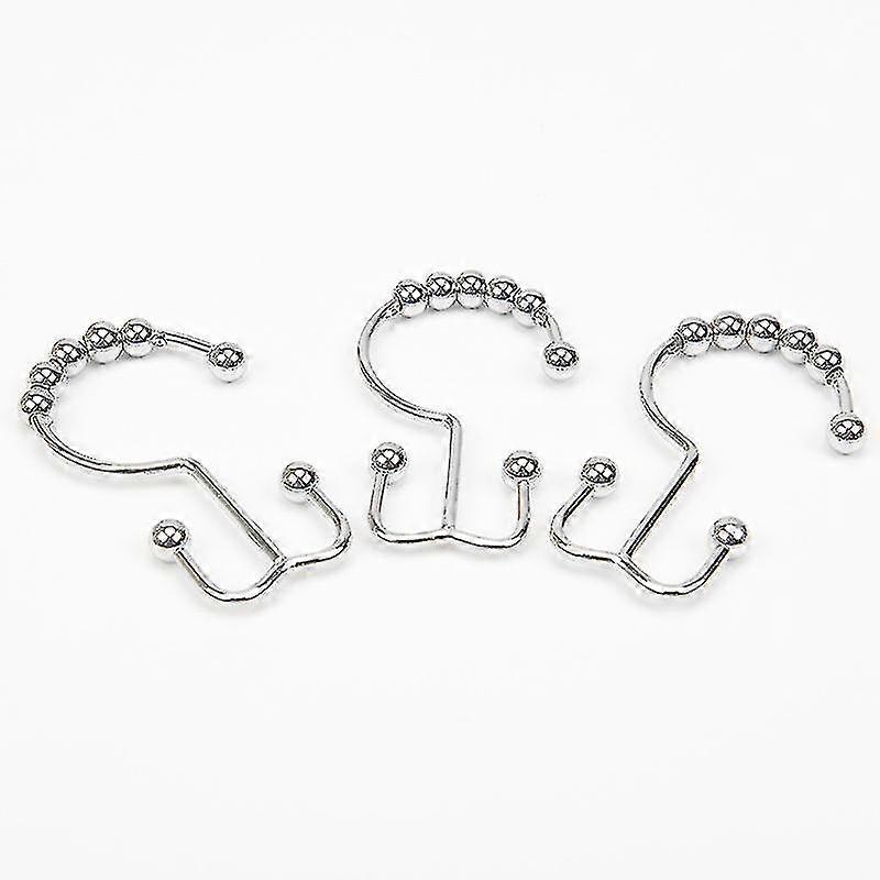 Shower Curtain Hook Rust Resistant Shower Curtain Rings, 12pcs Silver