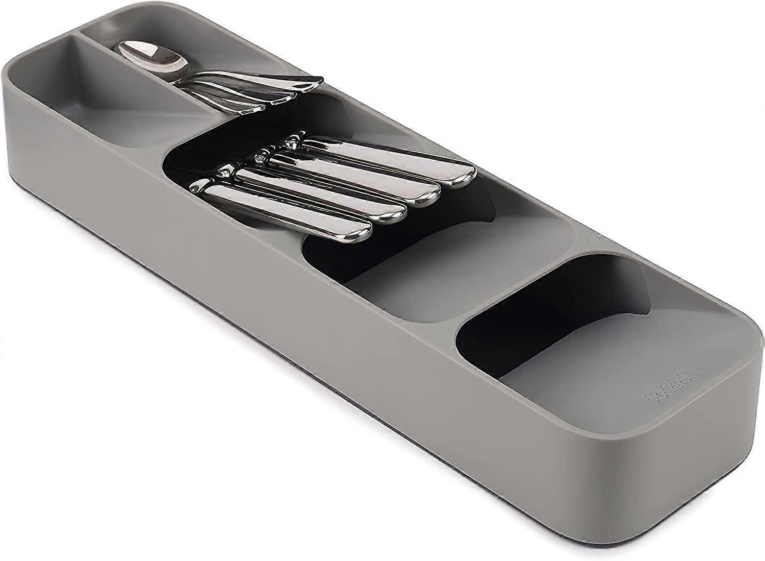 Compact Cutlery Organizer Kitchen Drawer Tray, Small, Gray