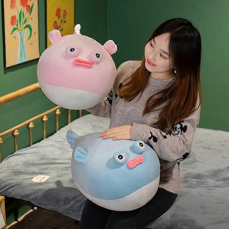 30-70cm Pink Large Round Blowfish Plush Stuffed Animal Puffer Fish Soft ...