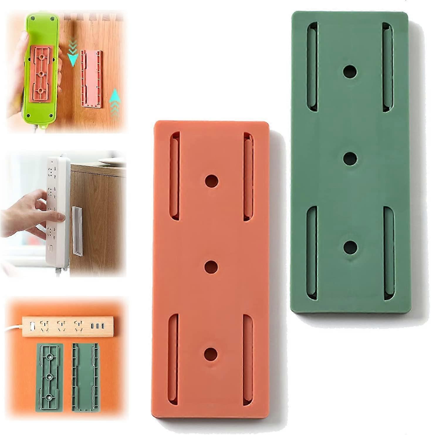 2pcs Self-adhesive Desktop Socket Fixer, Wall Hanging Power Strip Holder, Punch Free Socket Fixer Bracket Stand