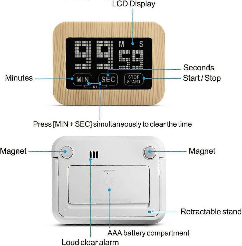 Digital Kitchen Timer Electronic Egg Timer Stopwatch Kitchen Timer with LCD Touch Screen and Stand, Countdown Timer