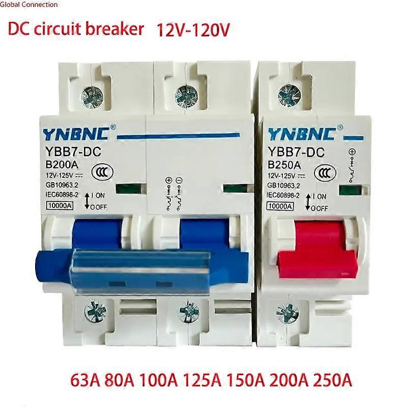 1P 2P 80A 100A 125A 150A 200A 250A DC Circuit Breaker for 12V 24V 36V 48V 60V 72V 120V Solar Cells RV Battery Circuit Breaker