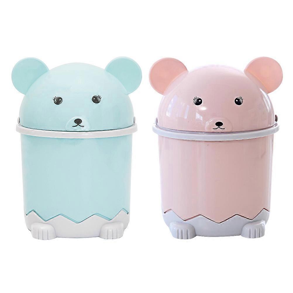 2 Pcs Litter Box Cover Small Trash Can Office Garbage Bucket Office Trash Can Mini Desktop Trash Can