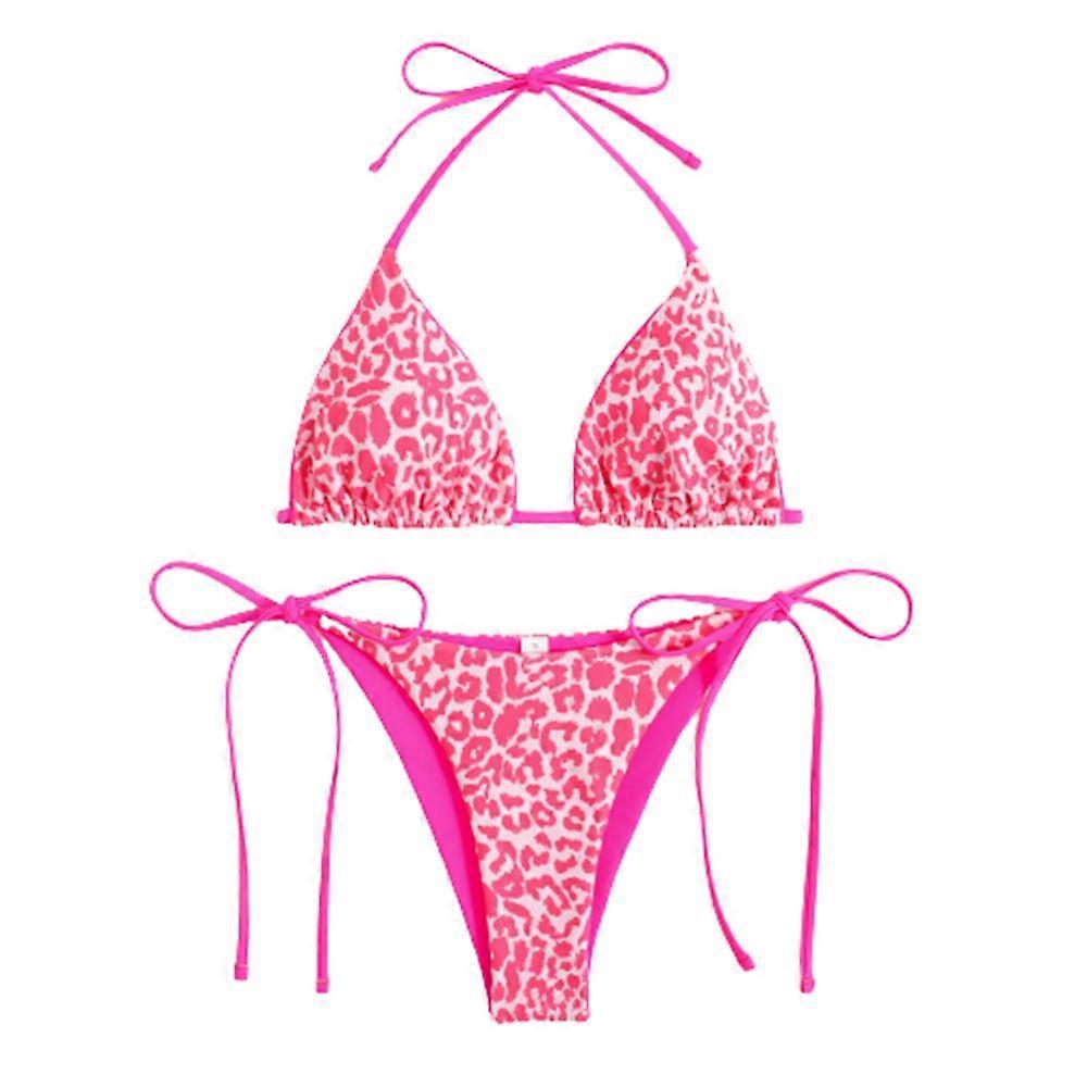 Women's Floral Print Halter Triangle Tie Side Bikini Bathing Suits 2 Piece Swimsuits