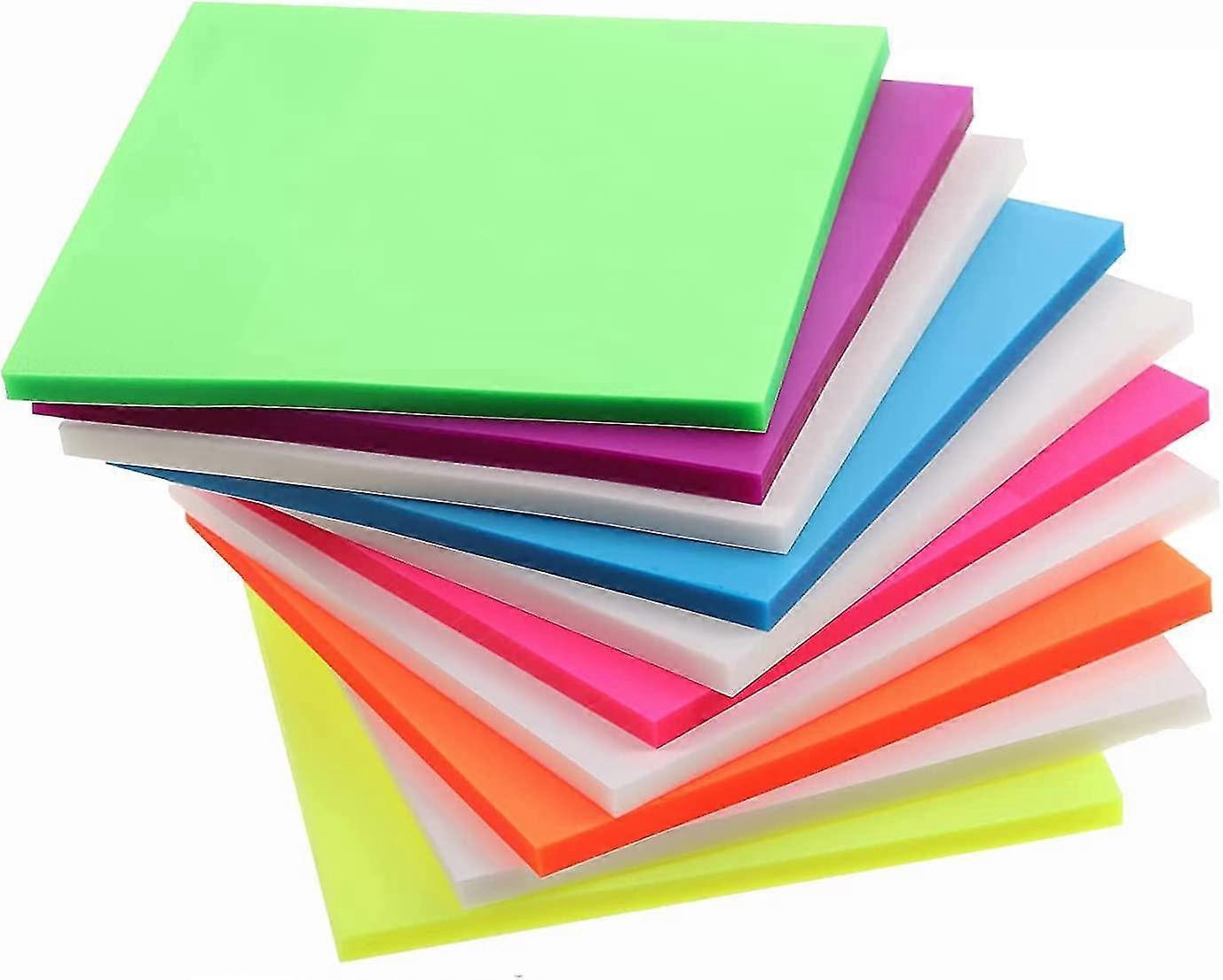 300 Psc Transparent Sticky Notes - Colorful Waterproof Post It Notes, 75mm*75mm Color For Students, Reading, Learning, School And Office Annotating, 5
