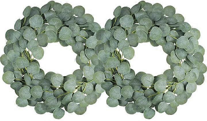 2 buc Ghirlanda de eucalipt artificial Verdeață Ghirlanda falsă Vrac Dolar de argint Eucalipt Frunze de mătase Viță de vie Plante pentru nuntă Arc Perete Grădină Decoratio