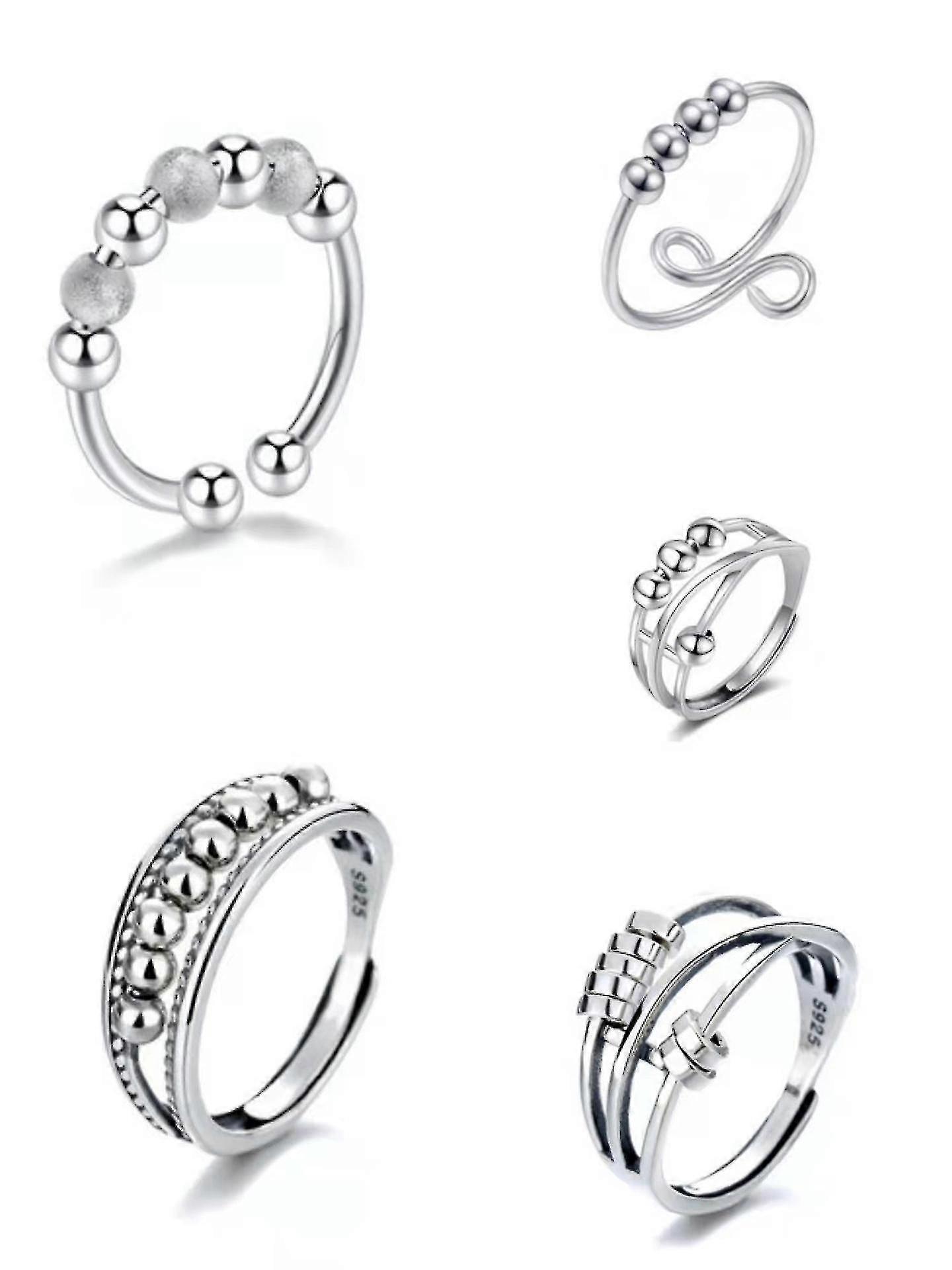 5 Pcs Anxiety Ring, Relieve Anxiety Stress, Rotating Ring