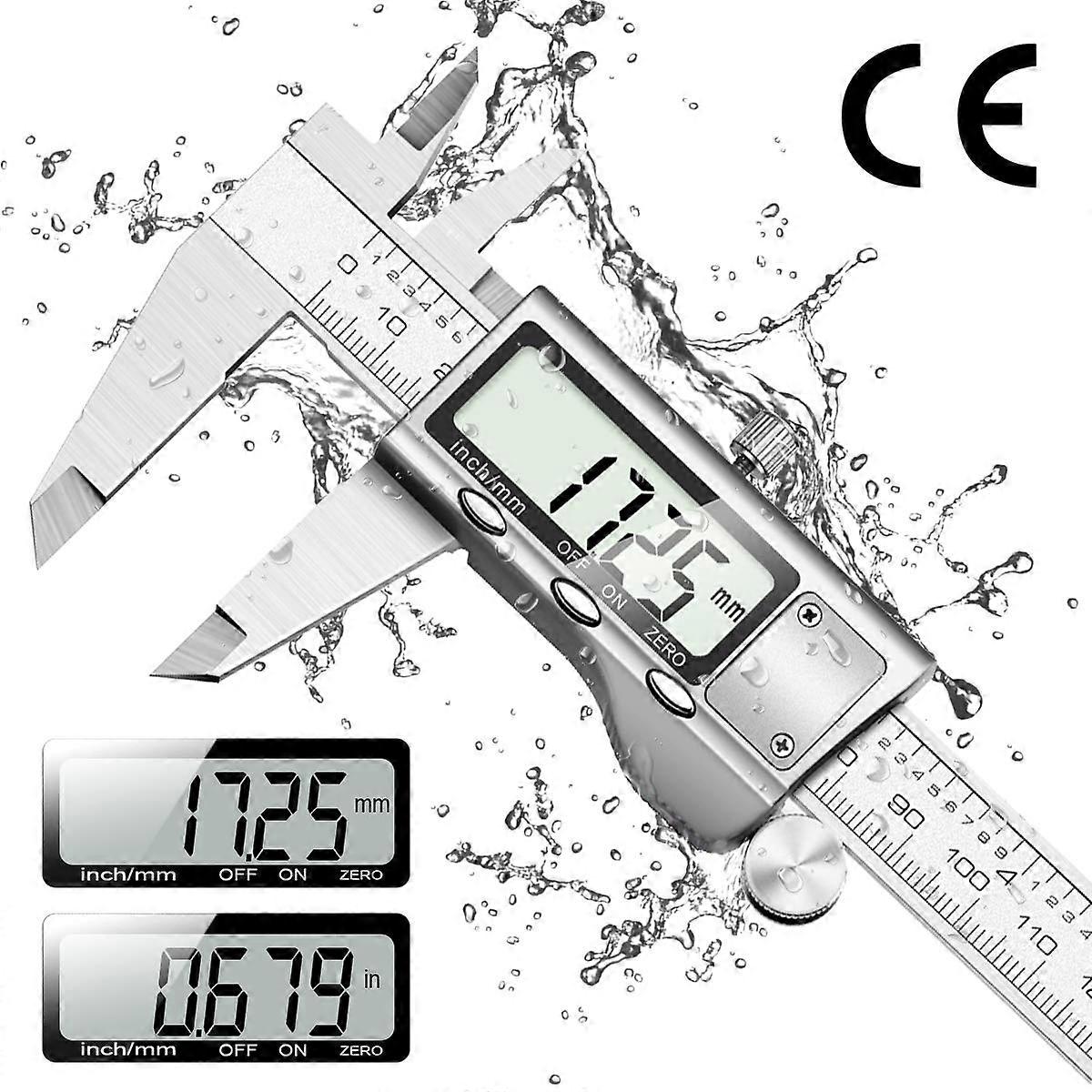 Digital Caliper IP54 Stainless Steel Measuring Gauge 150mm Measuring Tool with Large LCD Display and Backup Battery Micrometer Measurement