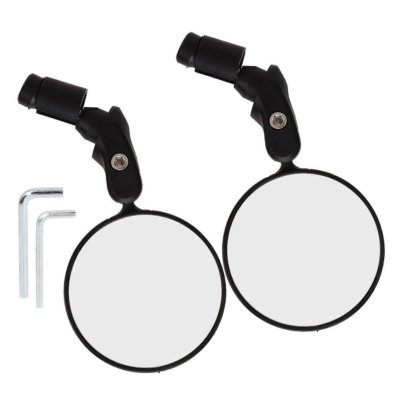 1 Pair Bike Convex Rearview Mirrors Foldable Handlebar End Mirror Universal 360 Degree Adjustment