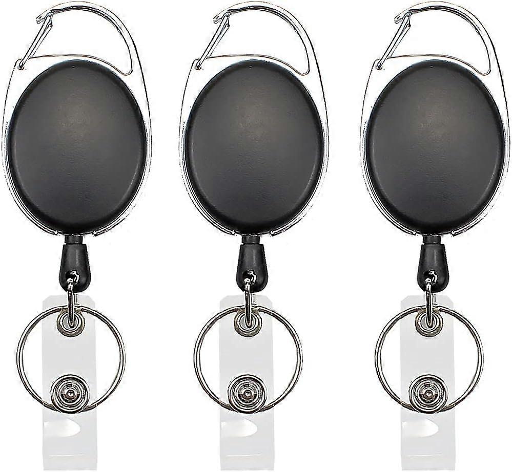 3 Pcs Badge Reel Retractable Badge Holder Tether with Key Ring for ID Card Belt Clip Attachment