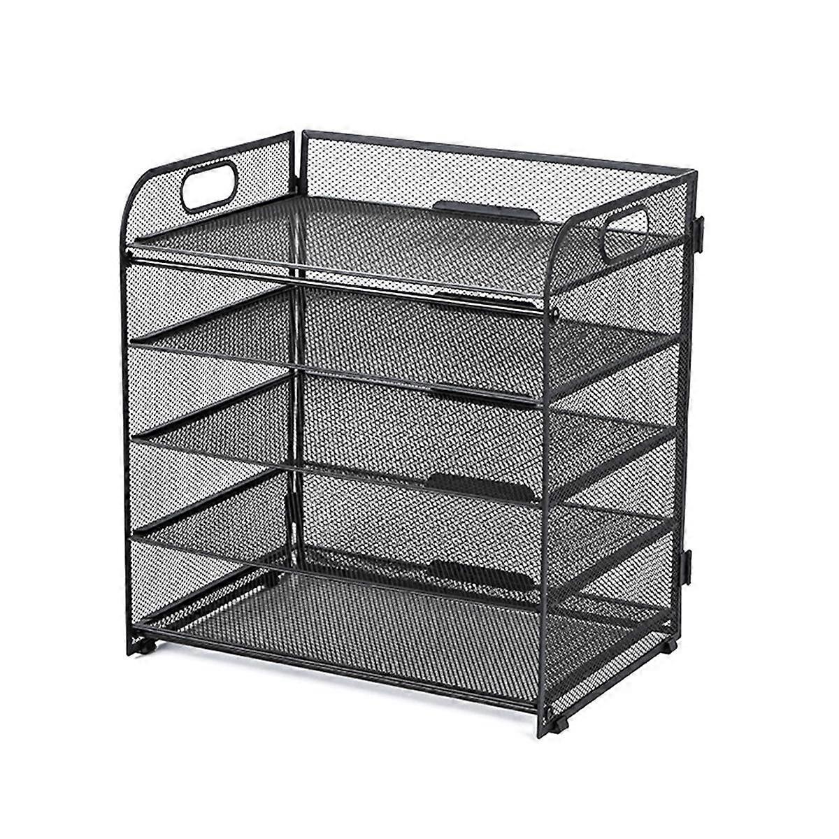 Tray Document Shelf Handles Mesh Desk File Shelf Desktop Metal Document Shelf Office Document Shelf