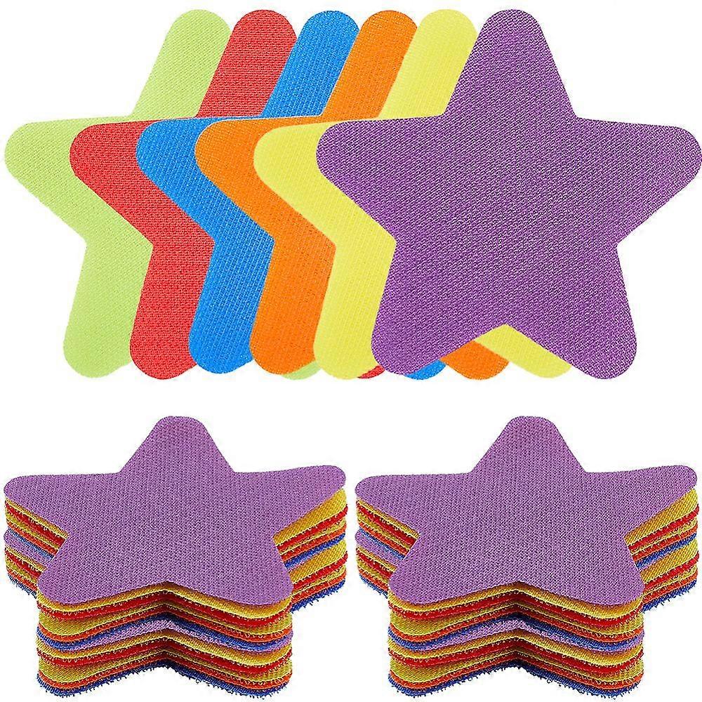 2 Sets Spot Markers Carpet Markers Sitting Spots Polyester Hook and Loop Star 100x100x2mm 6 colors 5pcs/color 30pcs/set