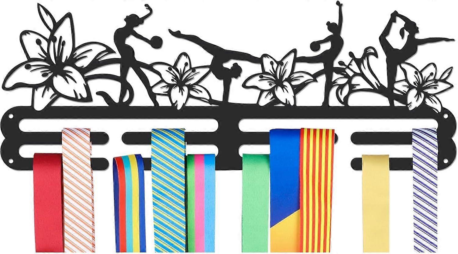 Sports Theme Iron Medal Hanger Holder Display Wall Rack with Screws Gymnastics Pattern 150x400mm