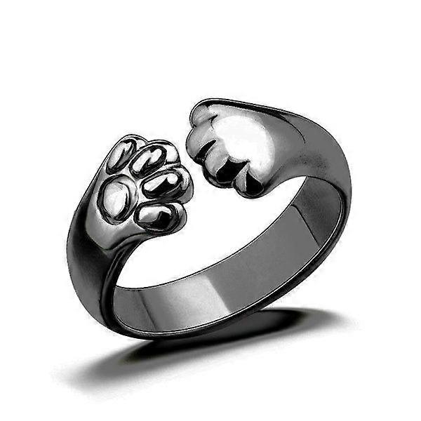 Cute cat paw ring [black]