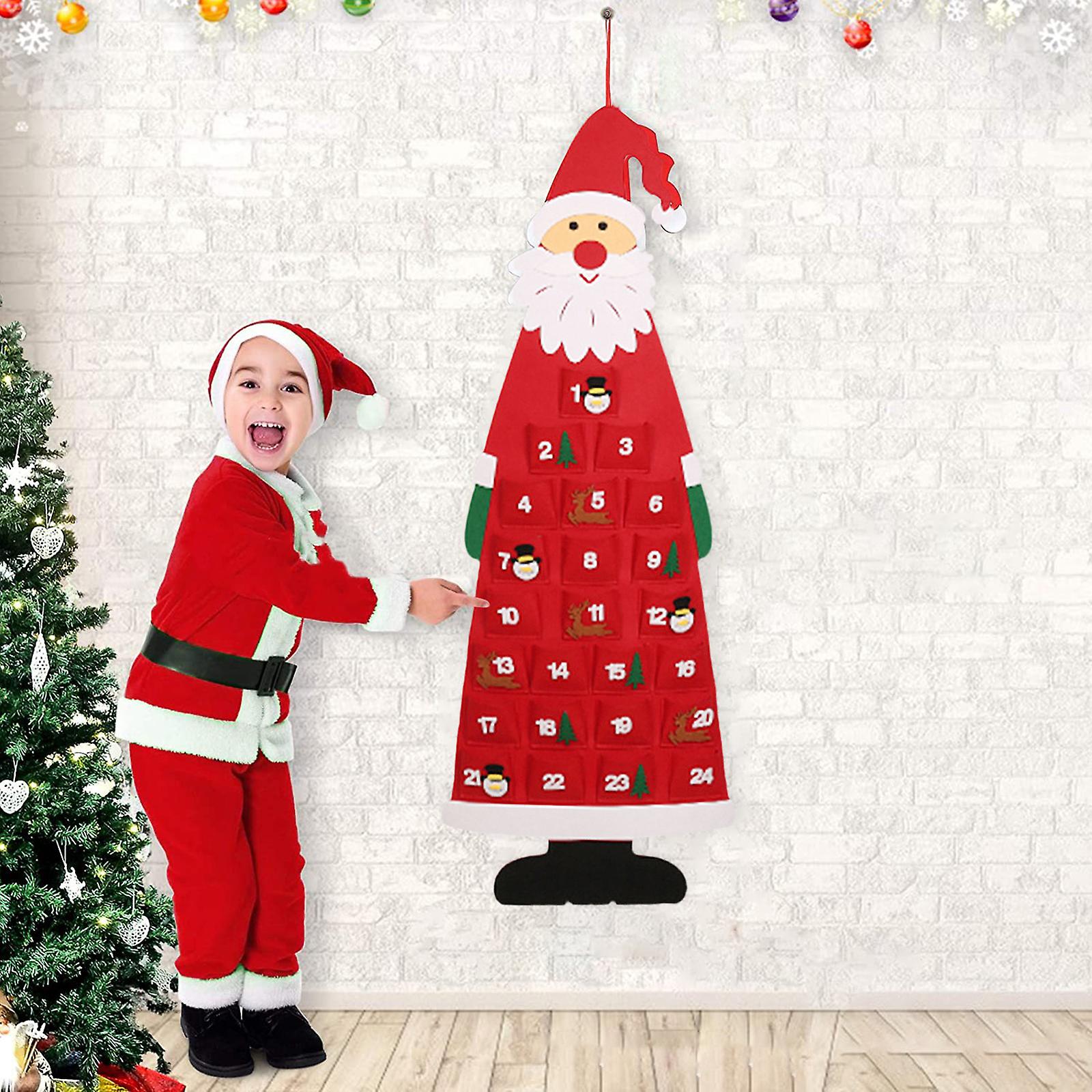 Felt Christmas Advent Calendar Wall Santa Advent Calendar With Pock