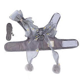 Cat Harness and Leash Set Breathable Fairy Bowknot Vest Cat Rope for Walking OutdoorFairy grey S