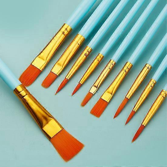 10Pcs Artist Paint Brushes with Long Handle Soft Bristles Strong Absorbency Watercolor Round Pointed Multifunction Artists Paint Brush Set