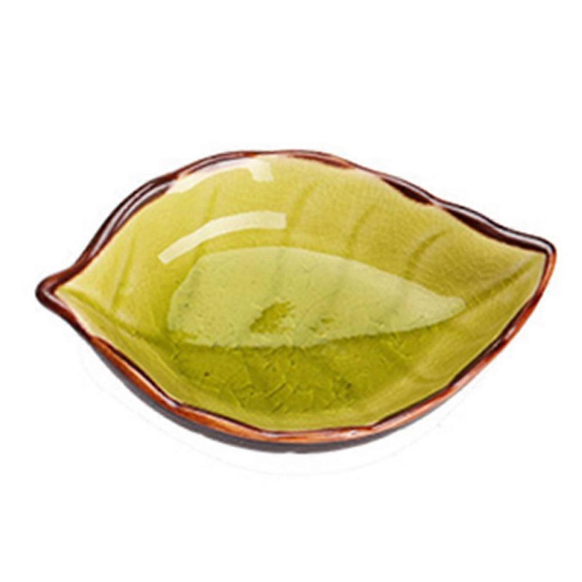 1pcs Ceramic Seasoning Sauce Dish Plate Leaf Shape Kitchen Snacks Serving Plate