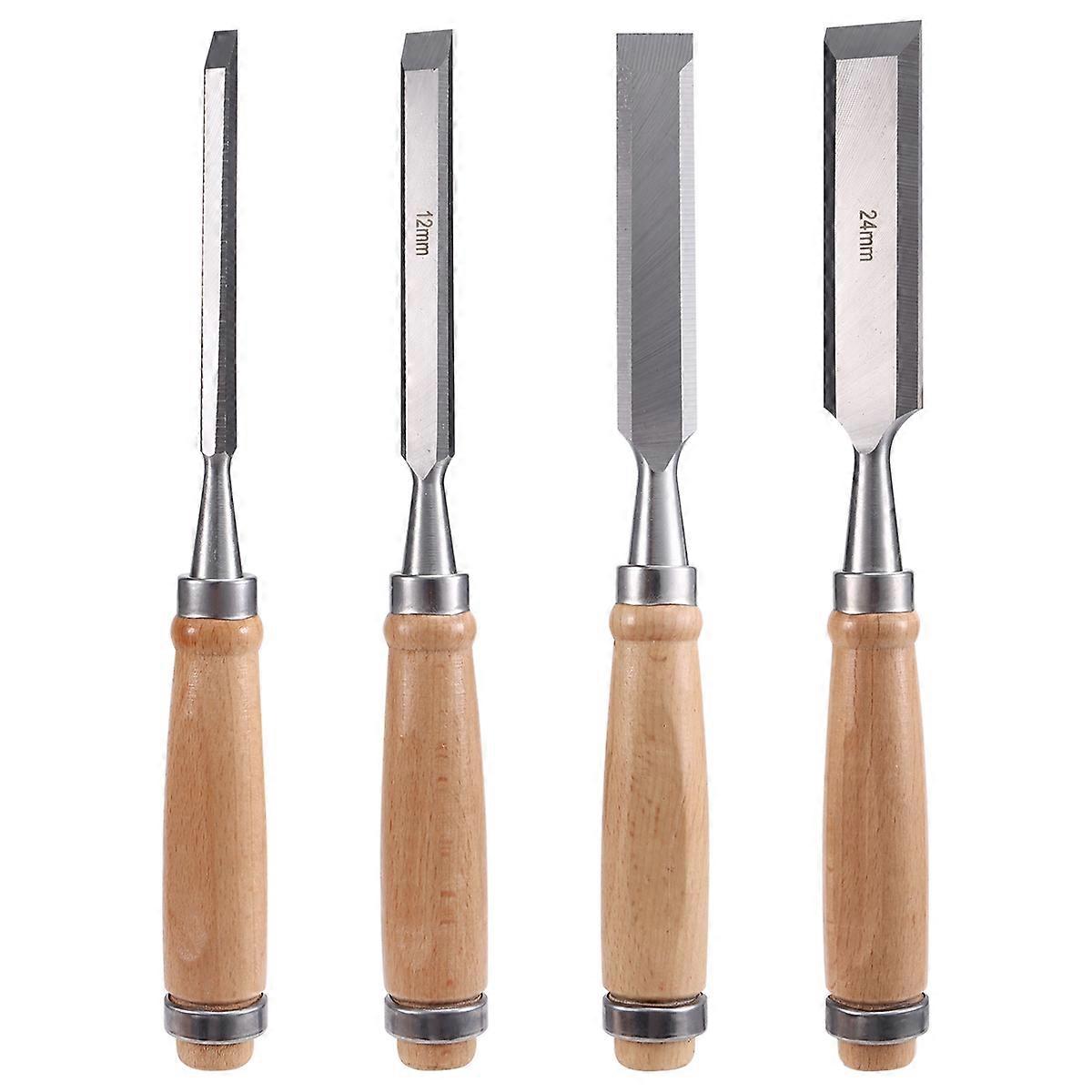 4Pcs Wood Chisels Tool Set Chrome-Vanadium Steel Wood Carving Chisels Woodworking Tools for Carpent