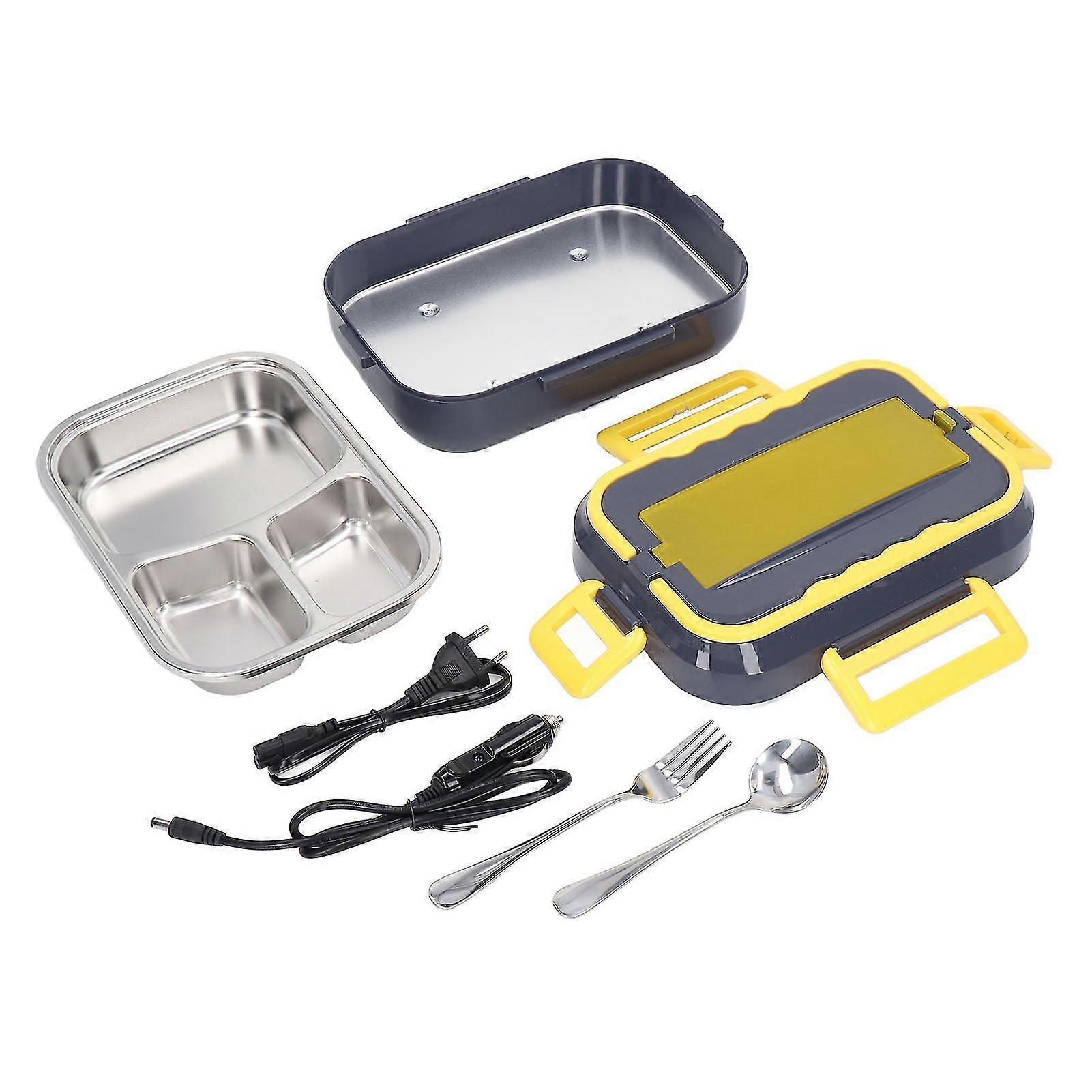 1.5 Liters Stainless Steel Heated Lunch Box - Plug and Play Electric Lunch Box for Car Travel (EU Plug 220V, Blue)