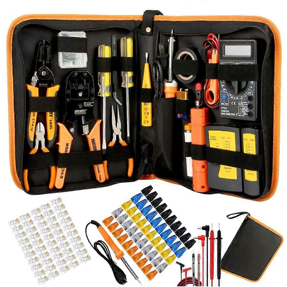 50 PCS Crimper Set Network LAN Cable Tester Ethernet Wire Stripper Punch Down Cutter