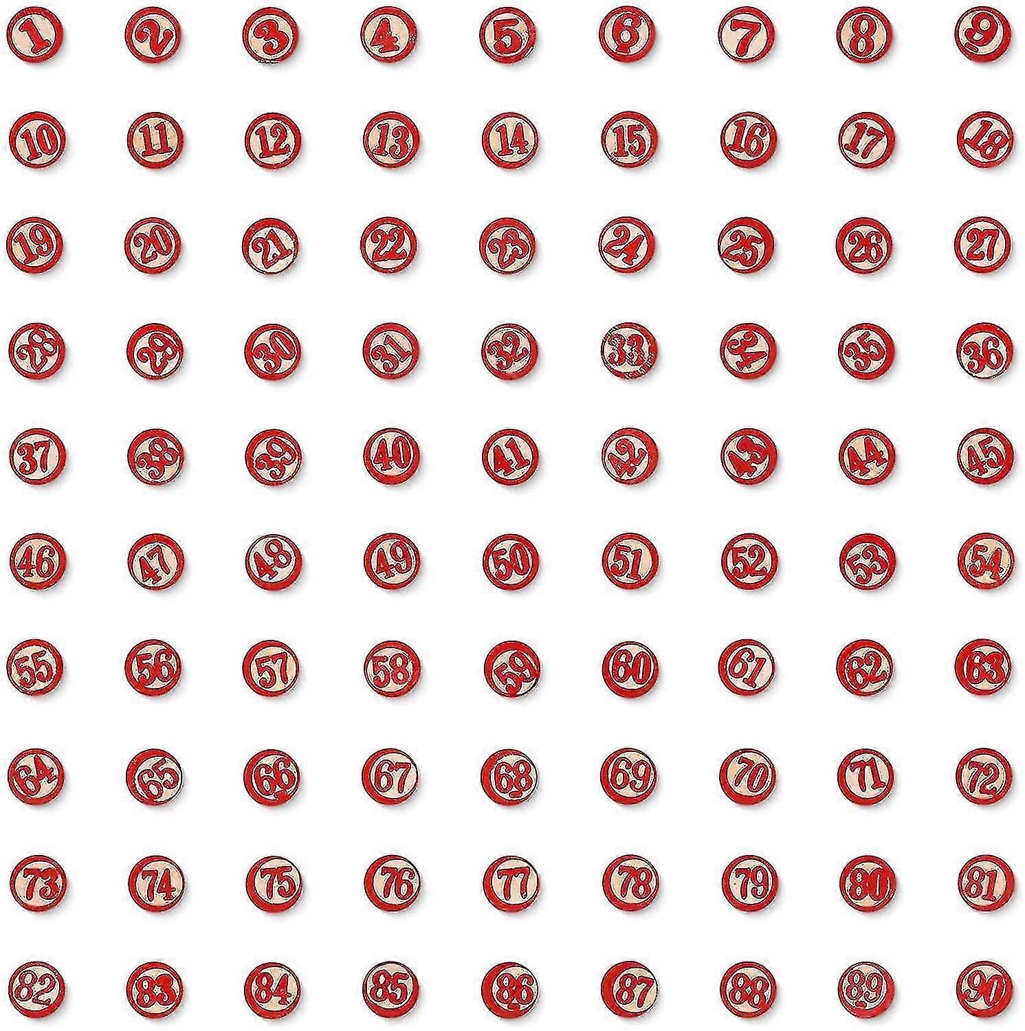 イタリアのゲームタイル、(90個) |宝くじ、ボードゲームクラフトのためのアンティーク木製ビンゴチップ1-90 |伝統的なホリデーウェディングゲーム