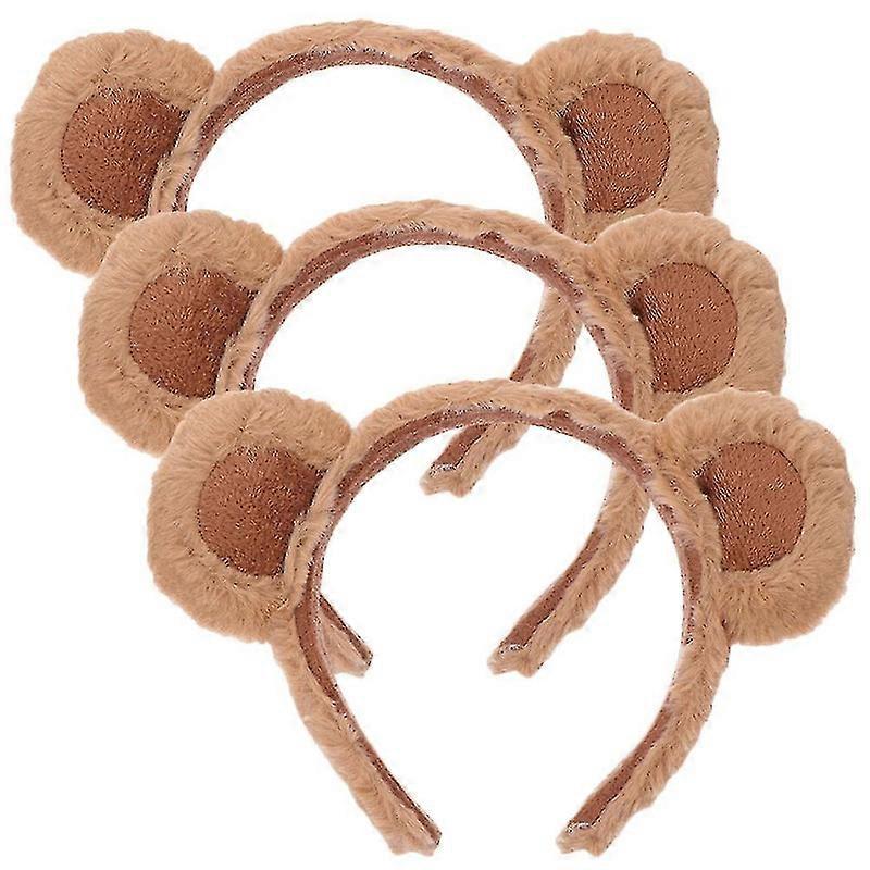 3個のクマの耳のヘッドバンド-パーティーやコスプレ用のふわふわ漫画のヘッドバンド