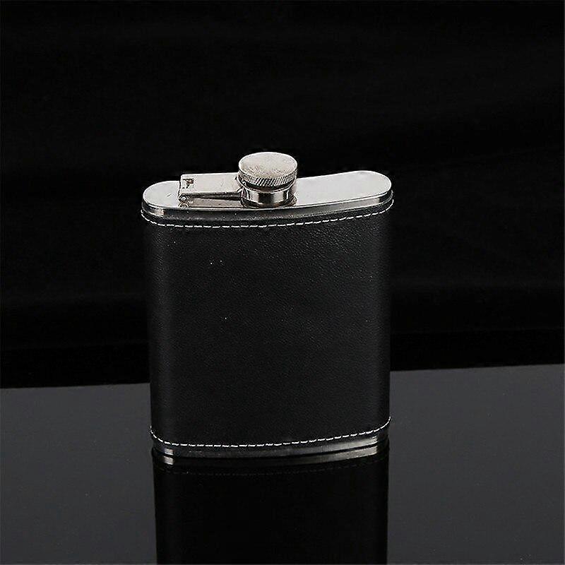 5/6/7/8/9oz Whisky Bottle Vodka Flagon 304 Stainless Steel Alcohol Hip Flask Black Pu Leather Warp