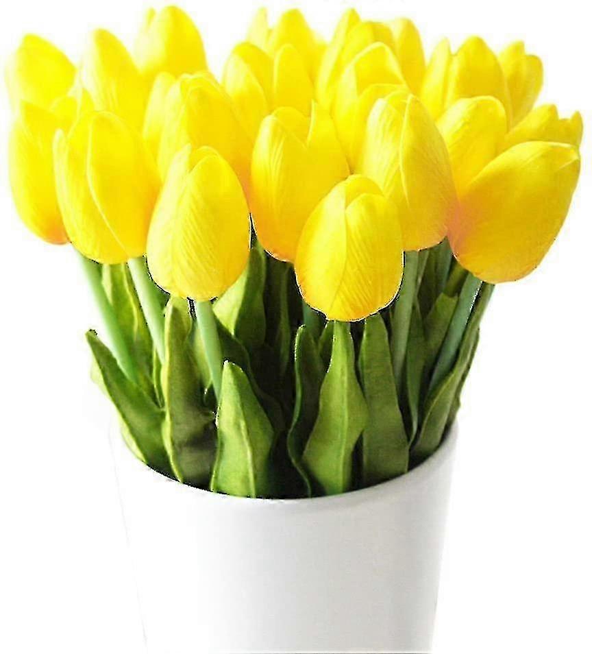 10pcs Stunning Realistic Touch Pu Artificial Tulip Bouquet With Stem-