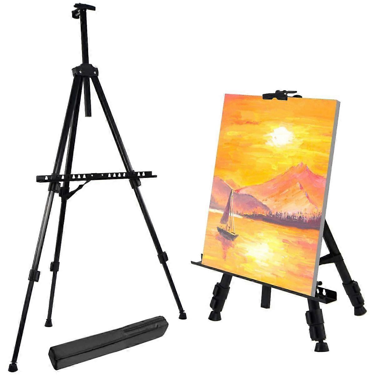 66" Reinforced Artist Easel Stand, Extra Thick Aluminum Metal Tripod Display Easel with Portable Bag for Drawing and Displaying