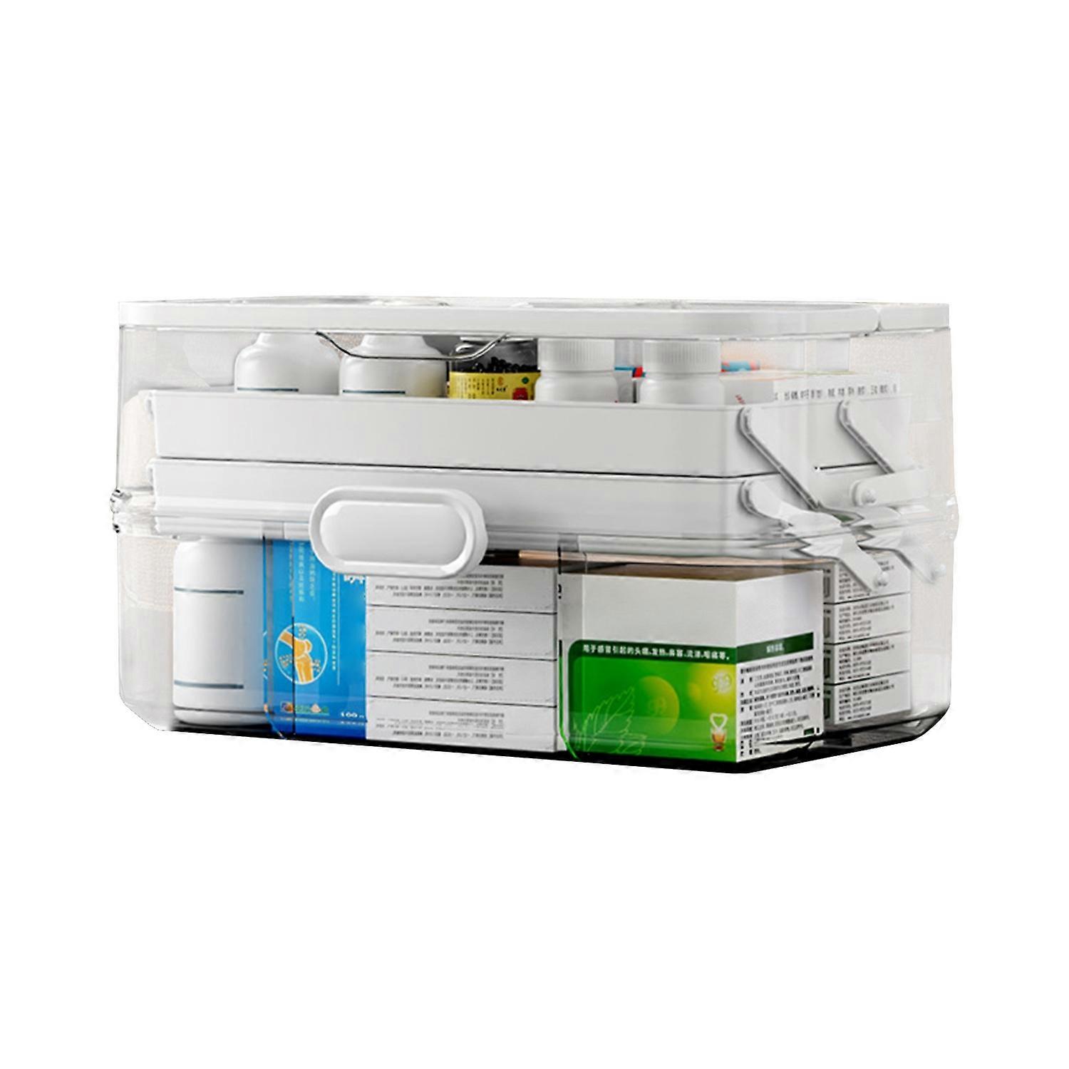 3-Tier Portable Medicine Storage Box Large Capacity Dustproof Transparent Visual Design Multipurpose