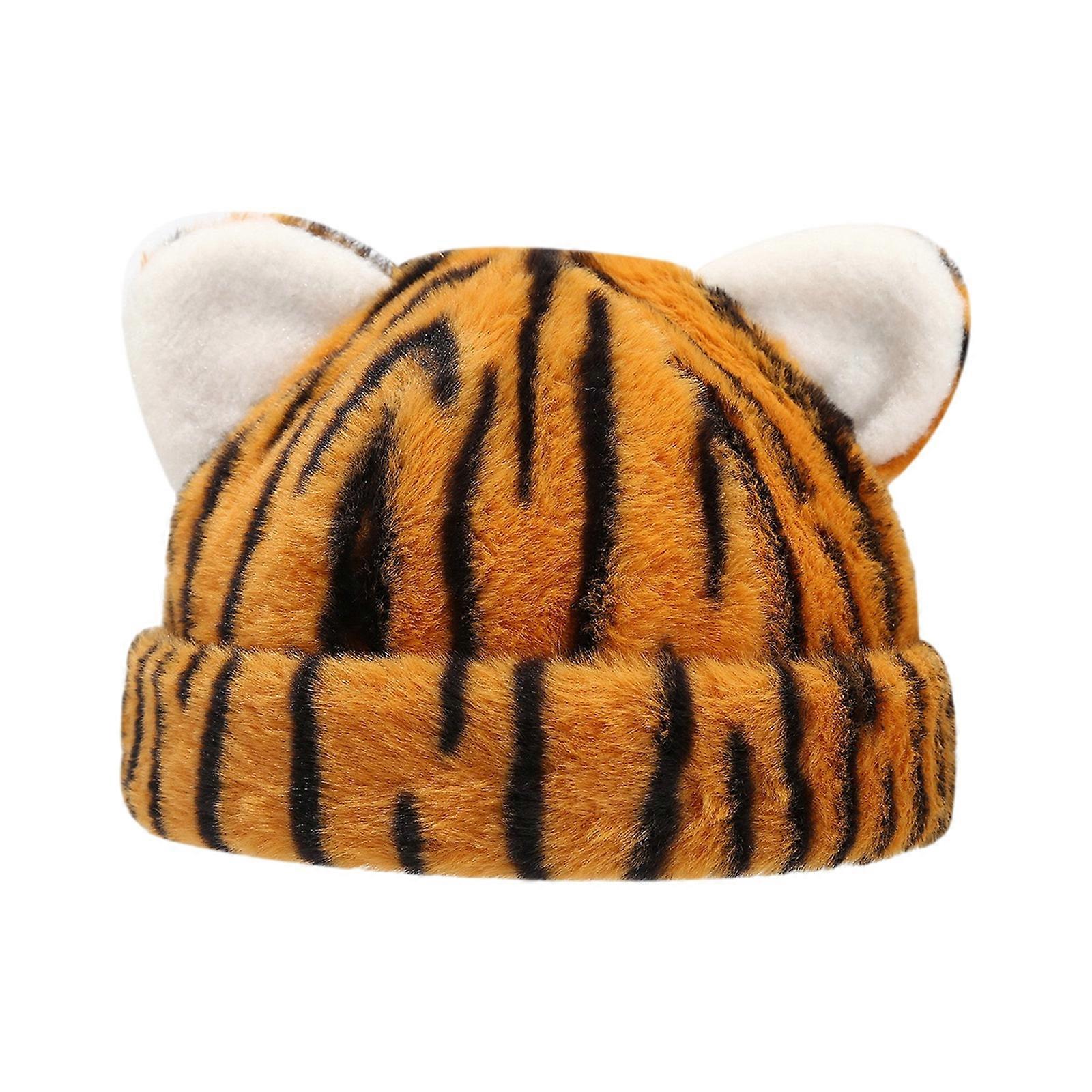 Lovely Bear Ear Caps for Teens And Women Popular Animal Pattern Skull Hat Pullover Hat Outdoor Winter Activity Headwear  ginger yellow