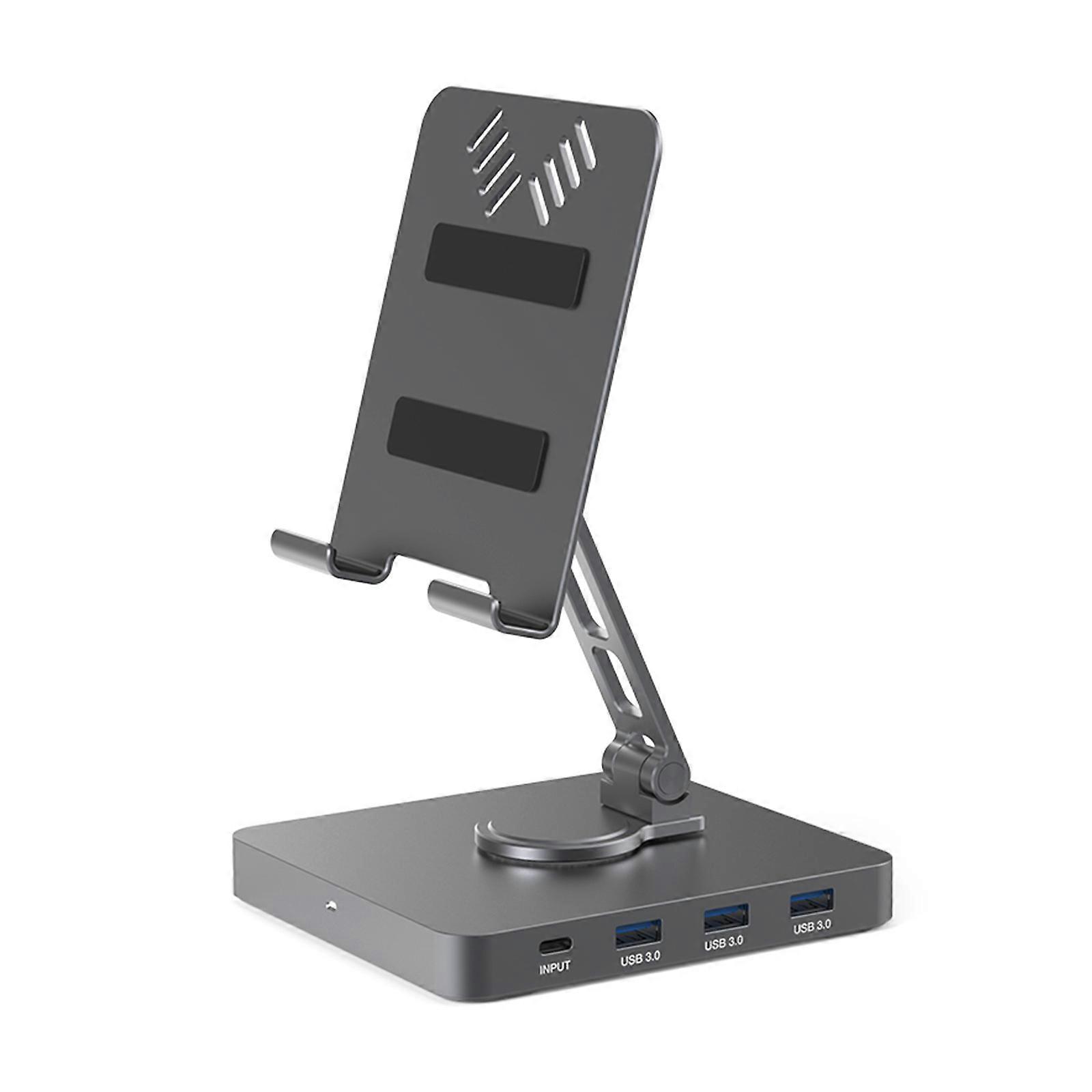 Aluminum-alloy Mobile Phone Folding Bracket Desktop Multifunctional Rotating Holder Stand USB3.0 5Gbps PD100W Charge