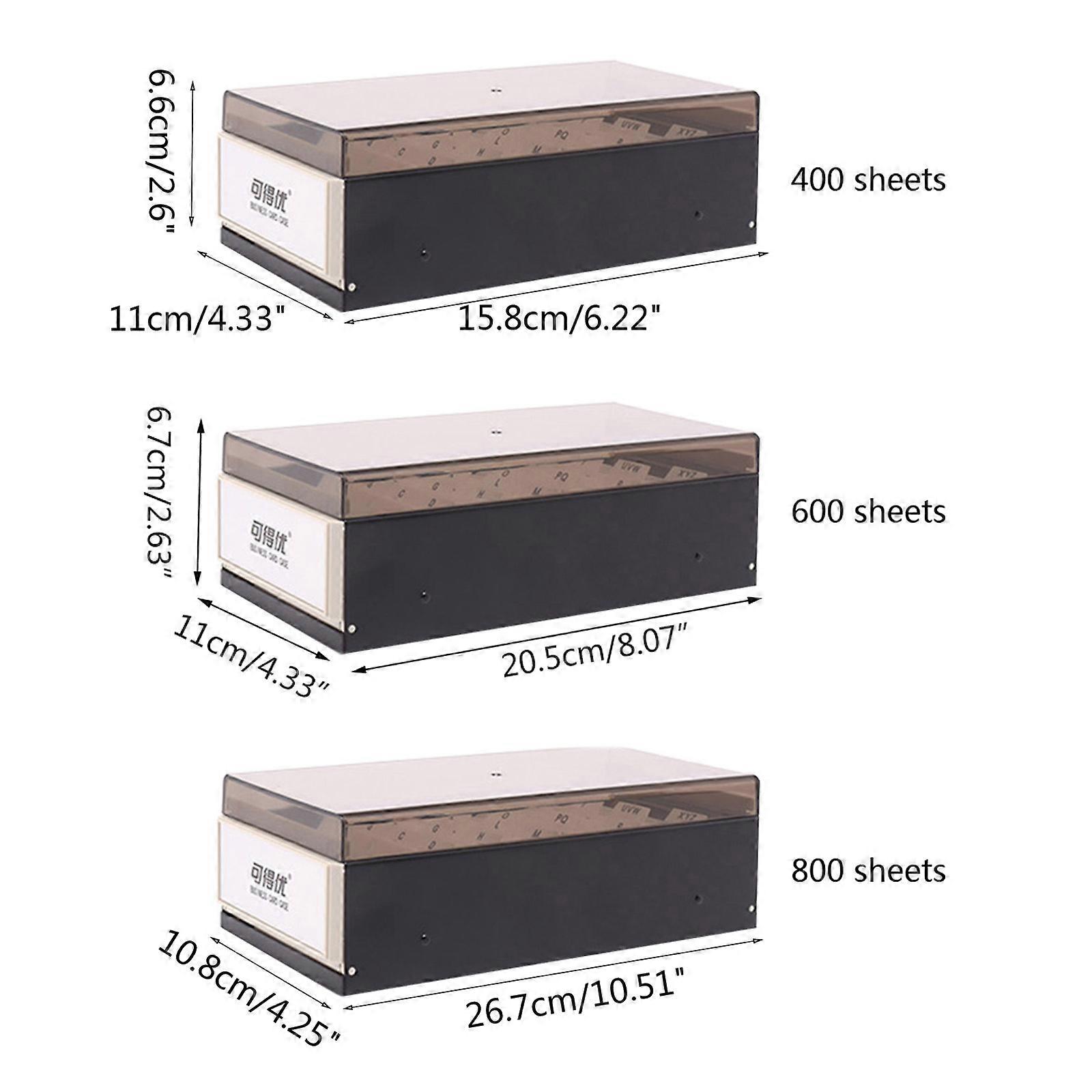 Multi-purpose Desktop Business Card Name Storage Box 800 Sheets Capacity with Tabs Clear Sliding Lid Easy to Use black