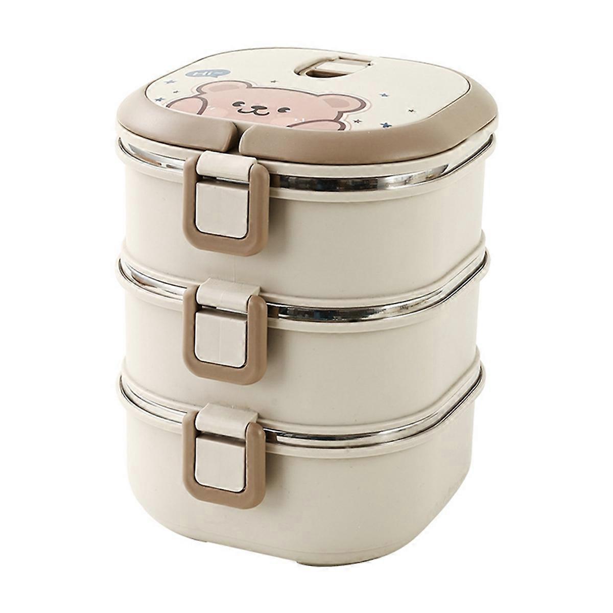 304 Stainless Steel Insulated Lunch Box With Spoon Stacked Box ,B