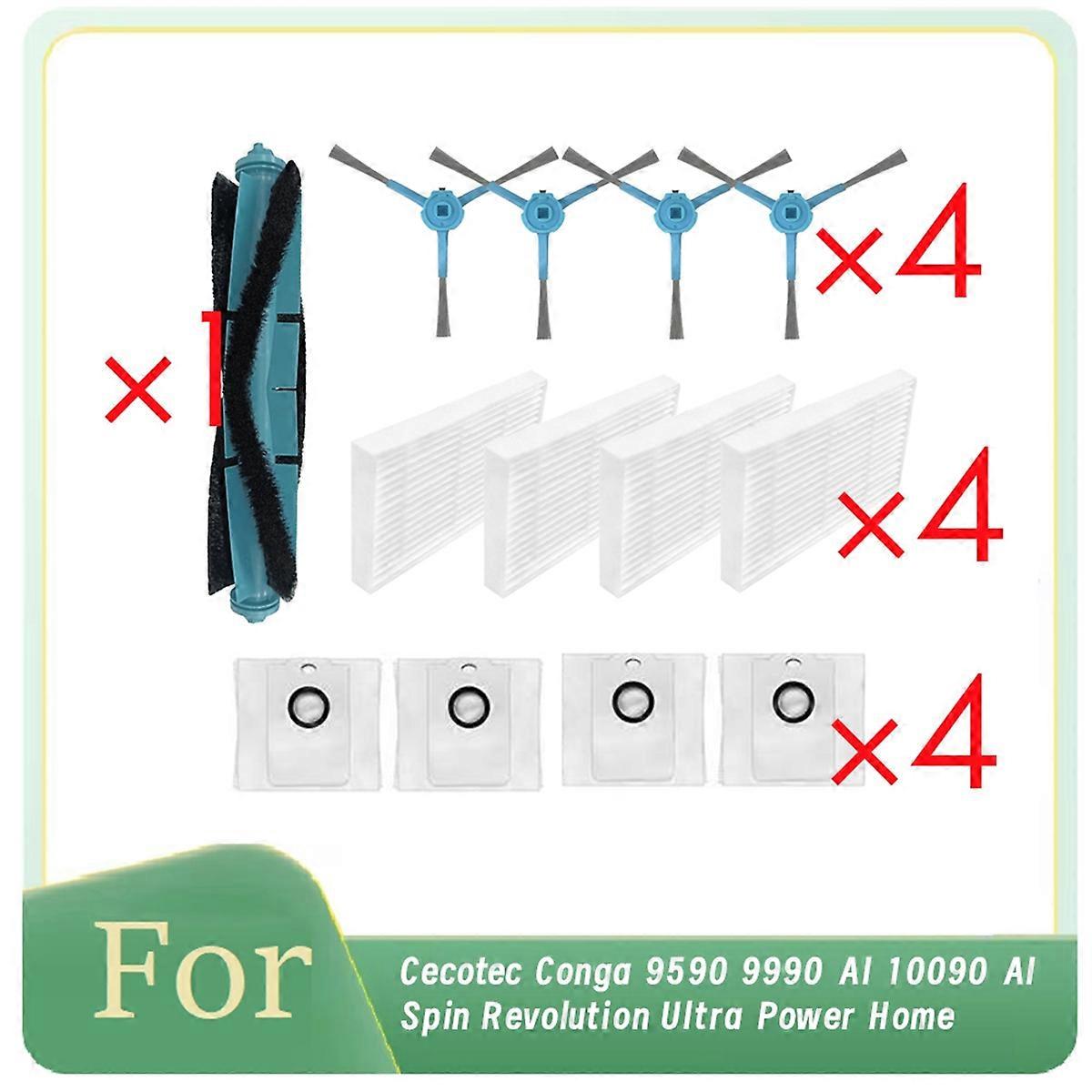 13 Pcs for Cecotec Conga 9590 9990 AI 10090 AI Spin Revolution Ultra Power Home Robot Vacuum Ultra D