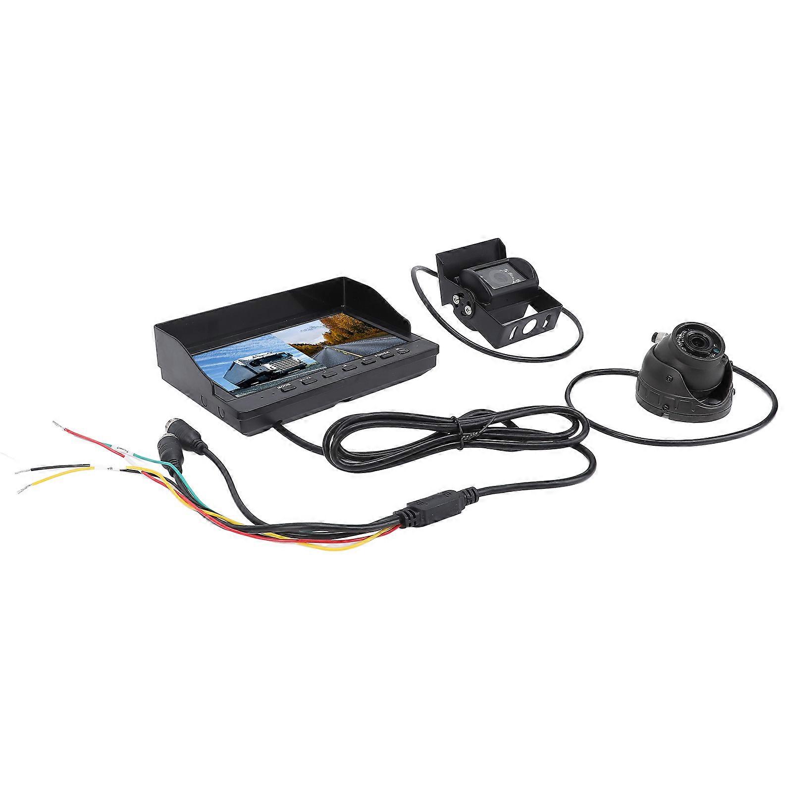 Truck Dash Cam 7 Inch HD Display IP68 Waterproof Wide Angle Front Rear Backup Camera for SUV RV Trailer Bus Van Pickup 12 to 24V Metal Camera