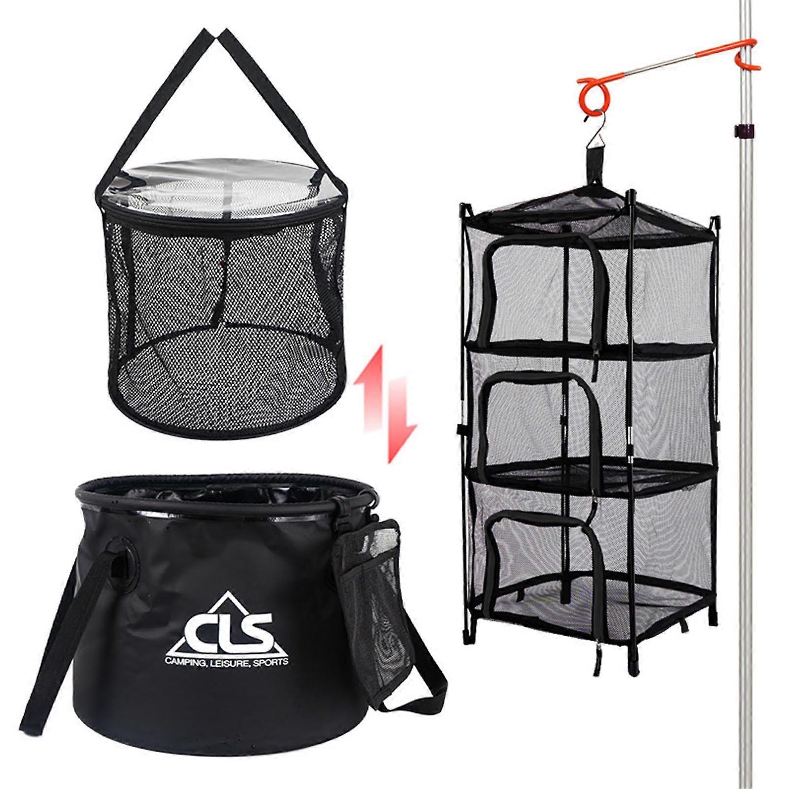 4-in-1 Collapsible Fishing Bucket Set Sturdy Material Camping Storage Container Suitable for Home Hiking Gardening