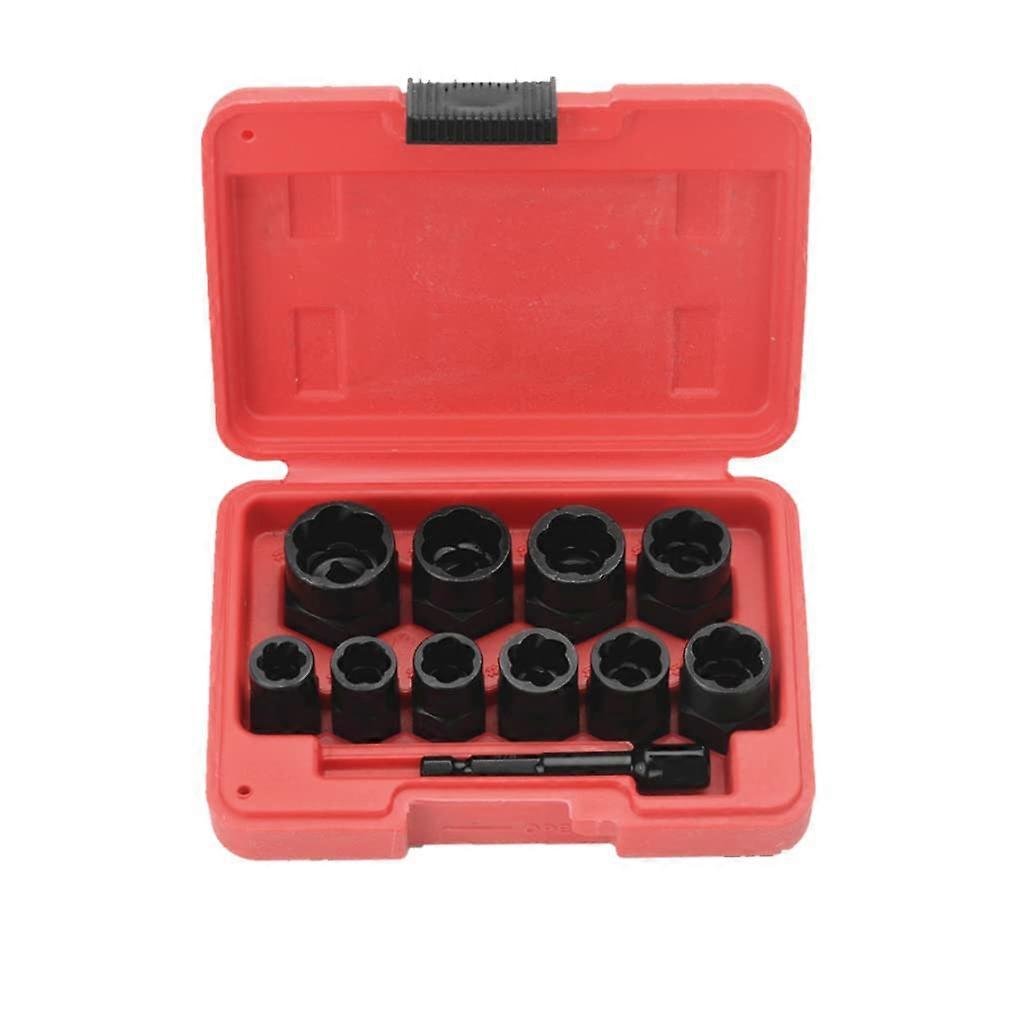 11PC 3/8' Drive Impact Bolt Nut Remover Set Twist Socket Screw Extractor Tools,Stripped Lug Nut Remover with toolbox