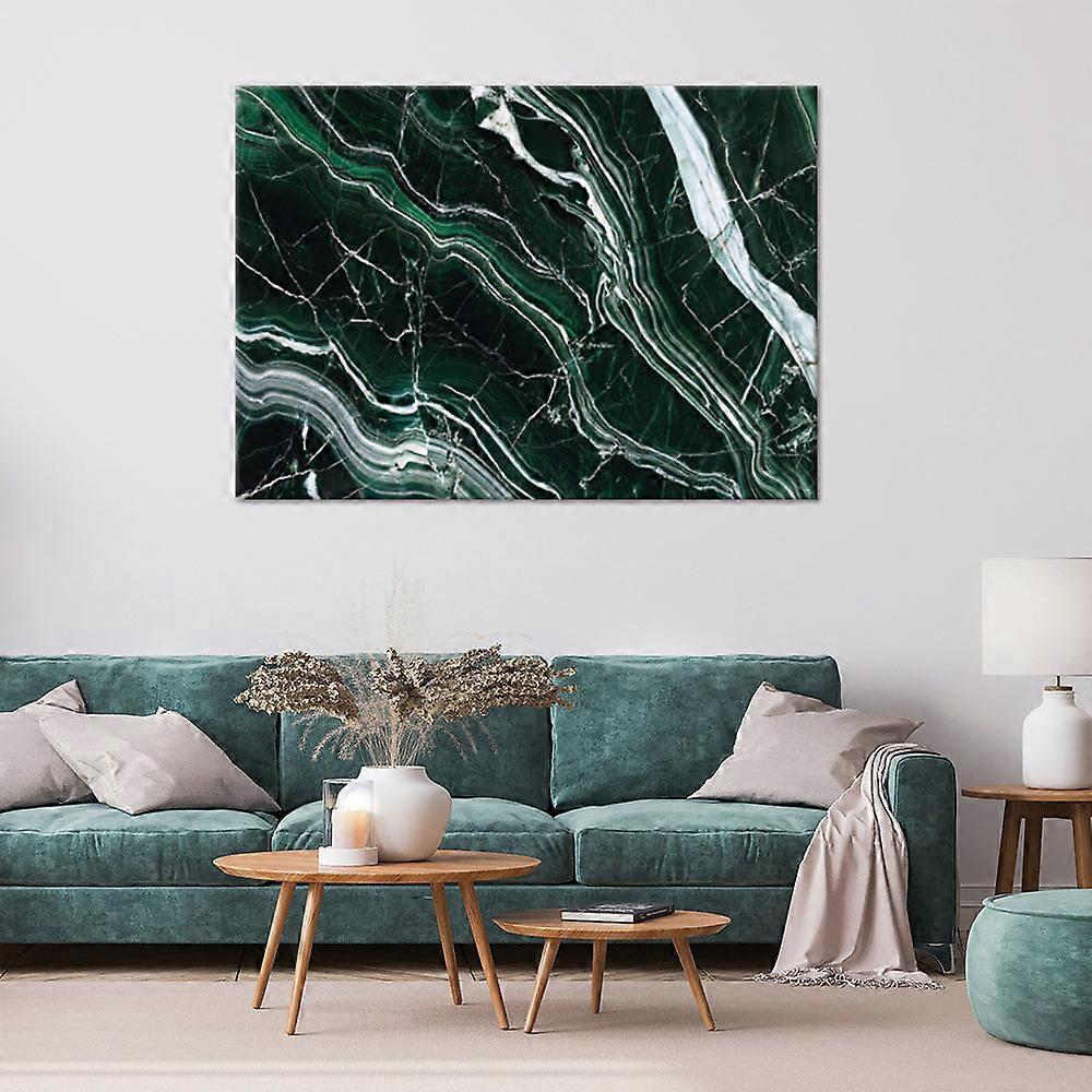 Leinwandbild, grüner Smaragd-Marmorstein - 120x80