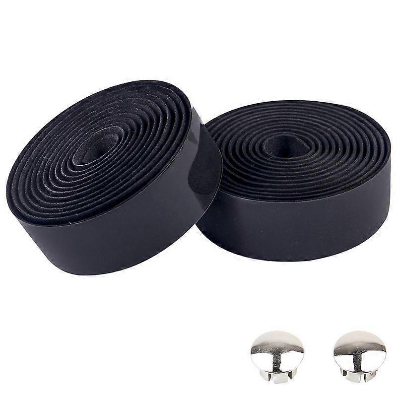 unbrand 1 Pair Bike Bicycle Handlebar Tape with Plugs Elastic Rubber Foam Anti-Slip Cycling Handle B