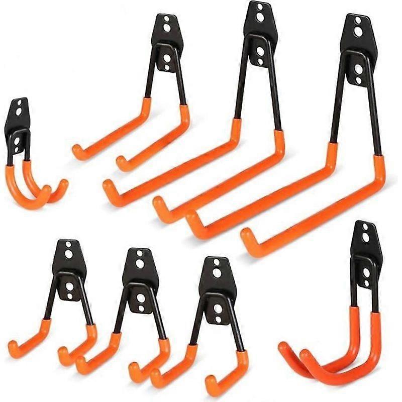 8pcs Wall Mounted Utility Hooks Heavy Duty Garage Storage for Bikes Ladders Folding Chairs and Bulky Items