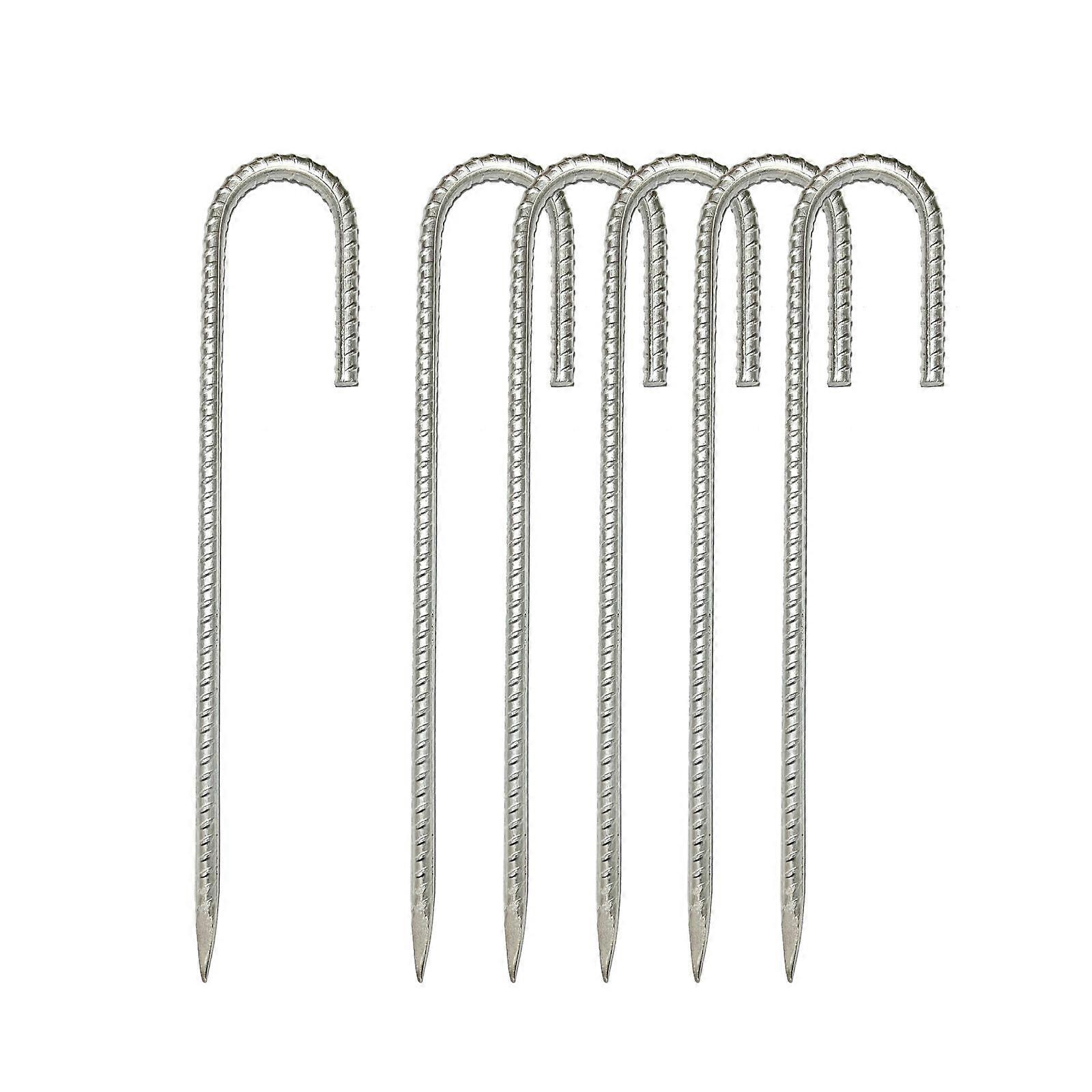 30cm Heavy Duty Anti-Rust Galvanized Steel Anchor Stakes with J-Hooks for Trampoline Tents - Suitable for Camp, Garden, Shelter and Swings
