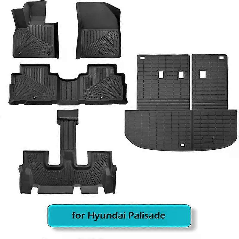 Floor Mats for 2020 - 2024 2025 Hyundai Palisade Trunk Mat with Backrest Mat TPE Waterproof All Weather Protector Cargo Liner
