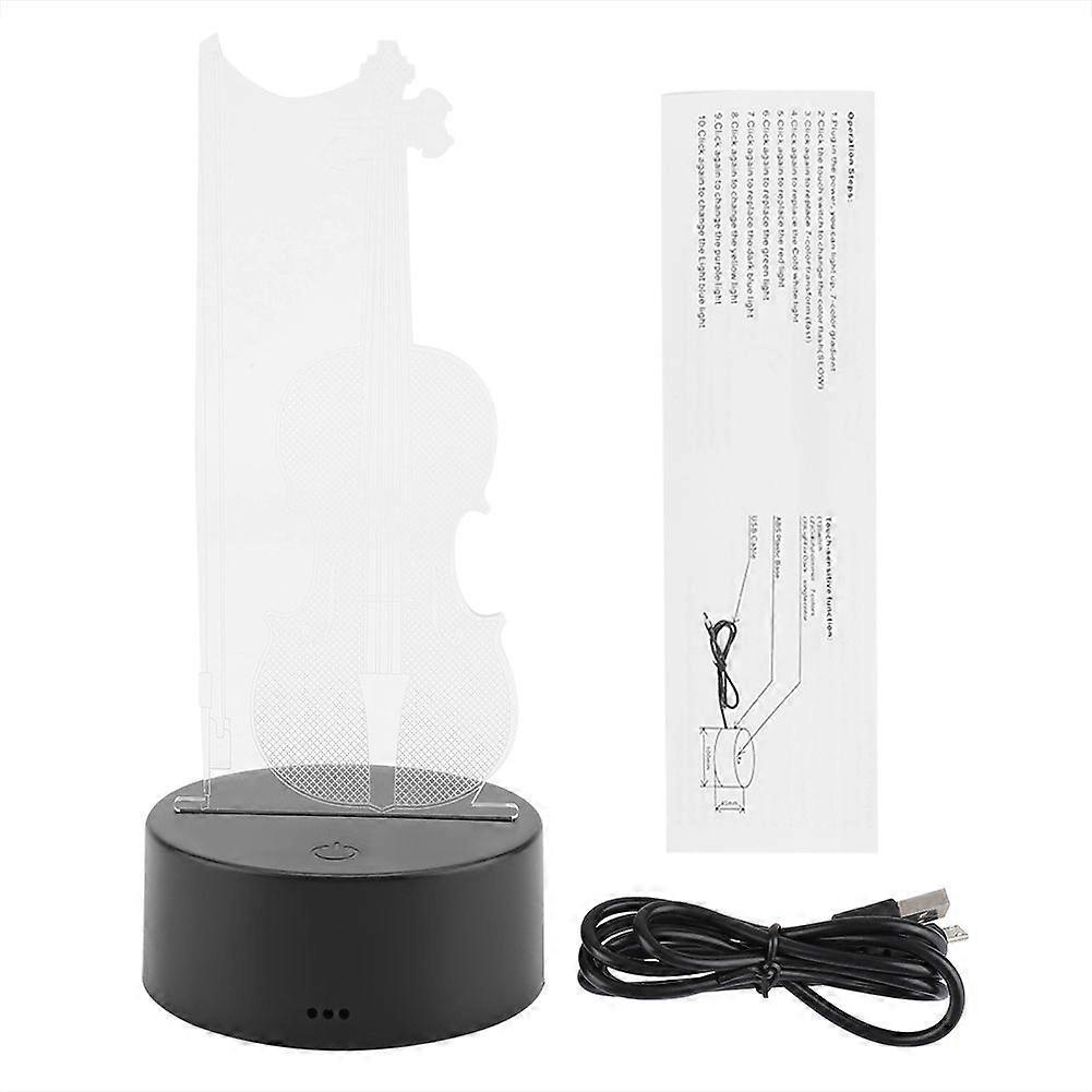 Night Light ABS Base Holder Violoncello Shape Lamp Touch Switch (Black without Remote Control)