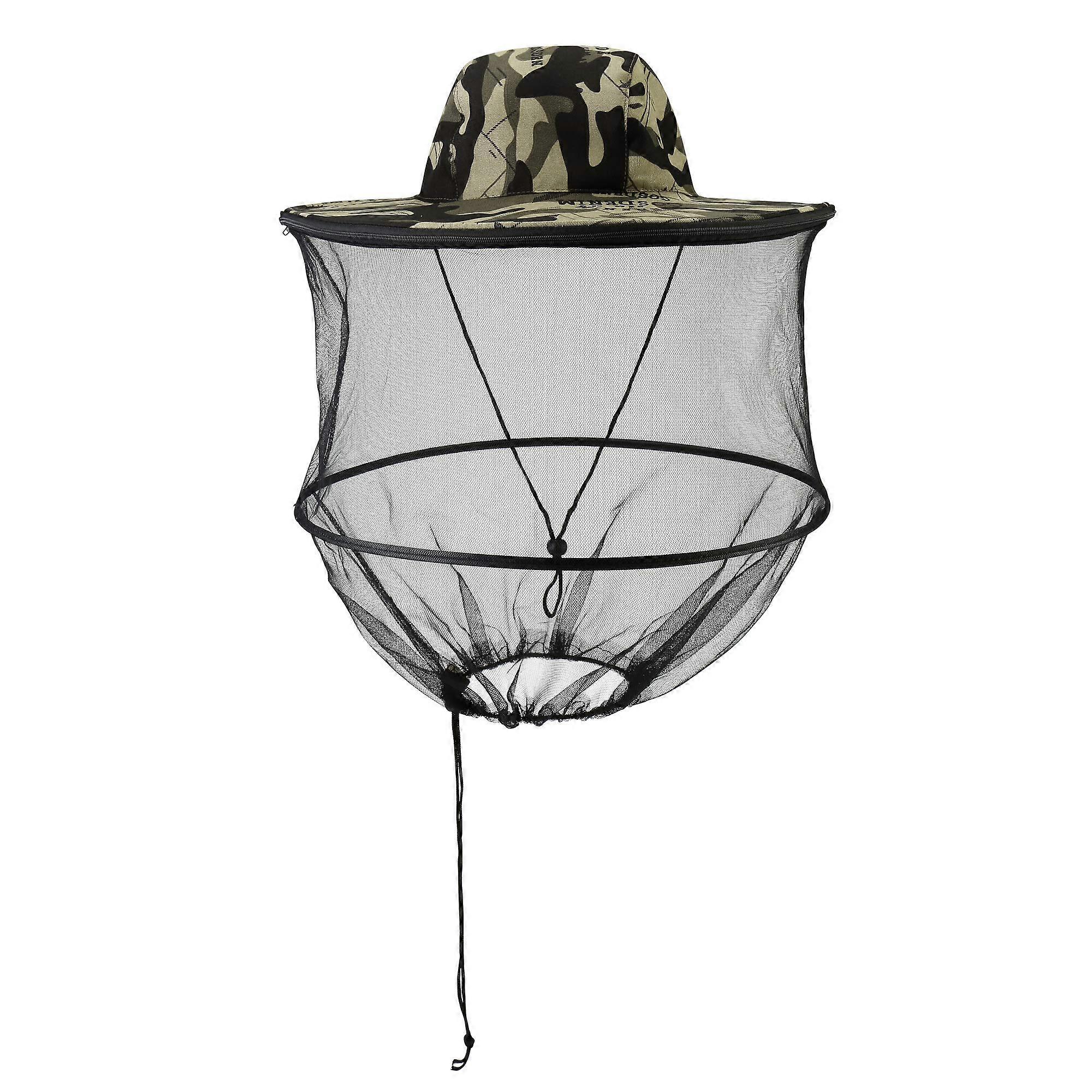 Head Net Mosquito Sun Hat with Removable Net for Outdoor Fishing (Camouflage 003)