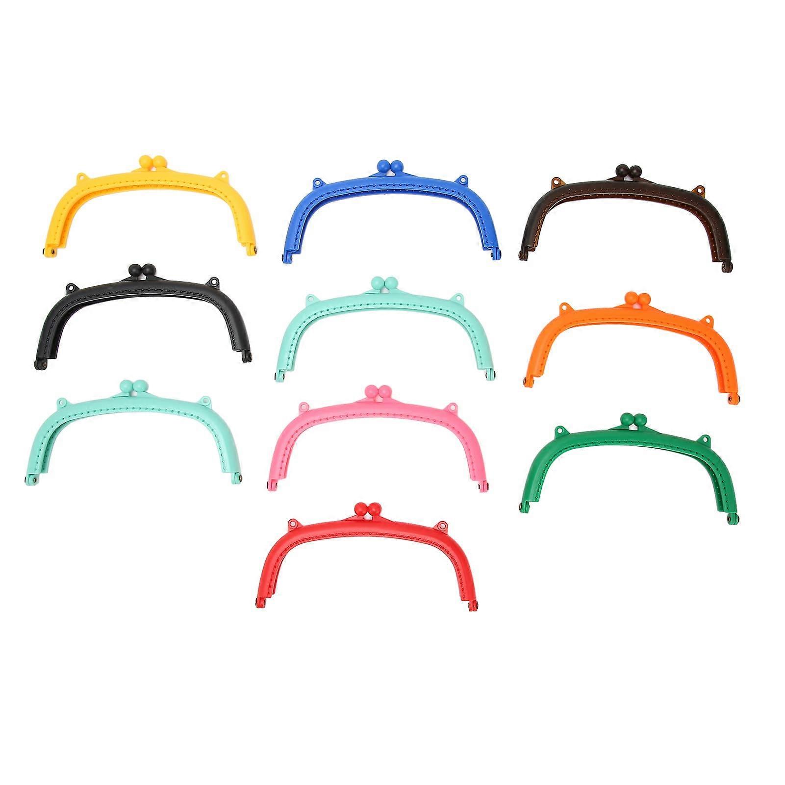 10pcs wallet frames with double ears are arcshaped, bag kiss closure lock, easy to tall plastic frames for DIY crafts and daily use