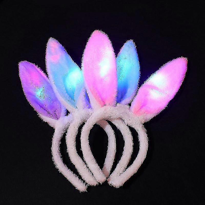 3 Paket Led Tavşan Kulak Kafa Bandı Sevimli Işık Yukarı Başlık Parti Süslemeleri A