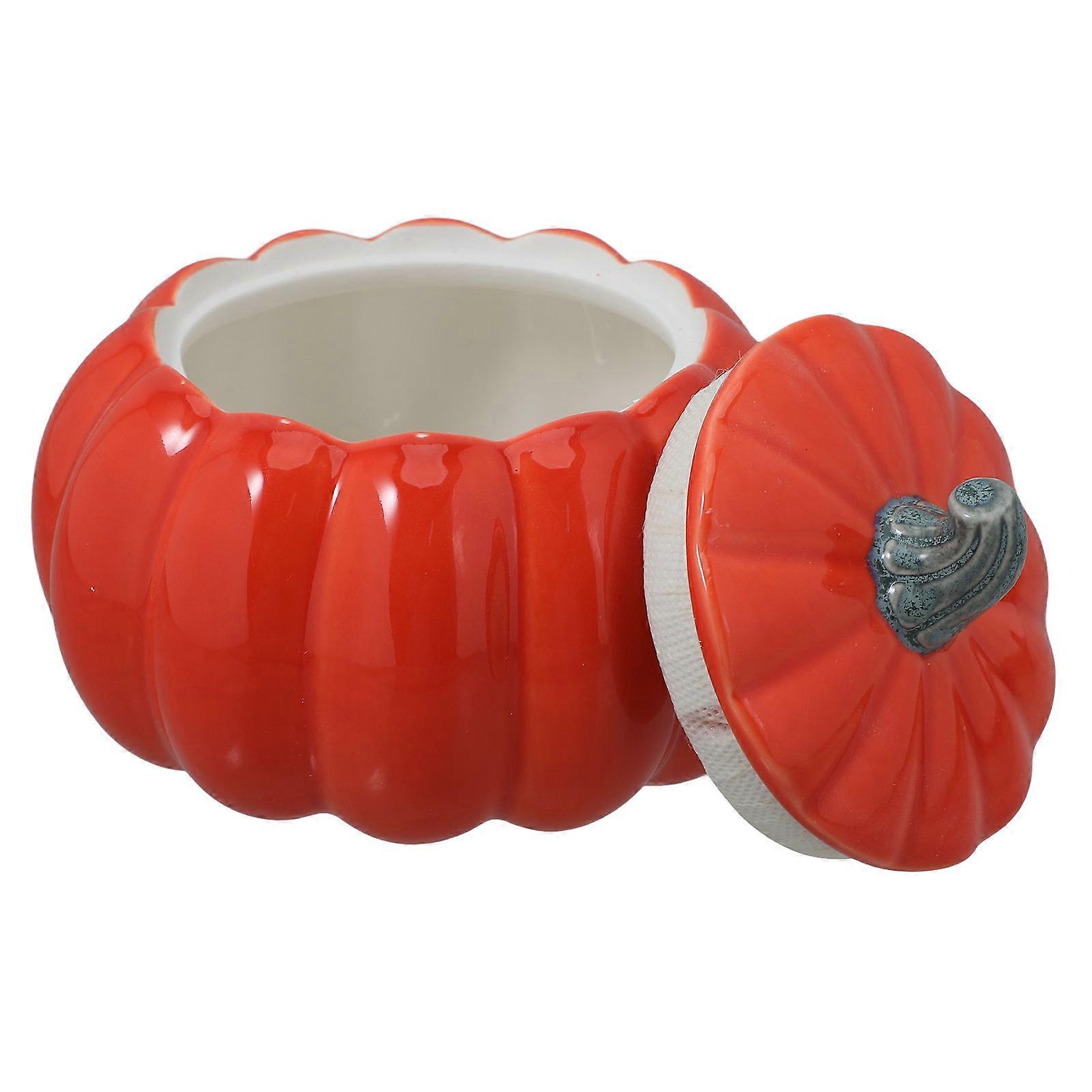 1pc Pumpkin Shaped Ceramic Storage Jar High Simulation Kitchen Gift Packaging