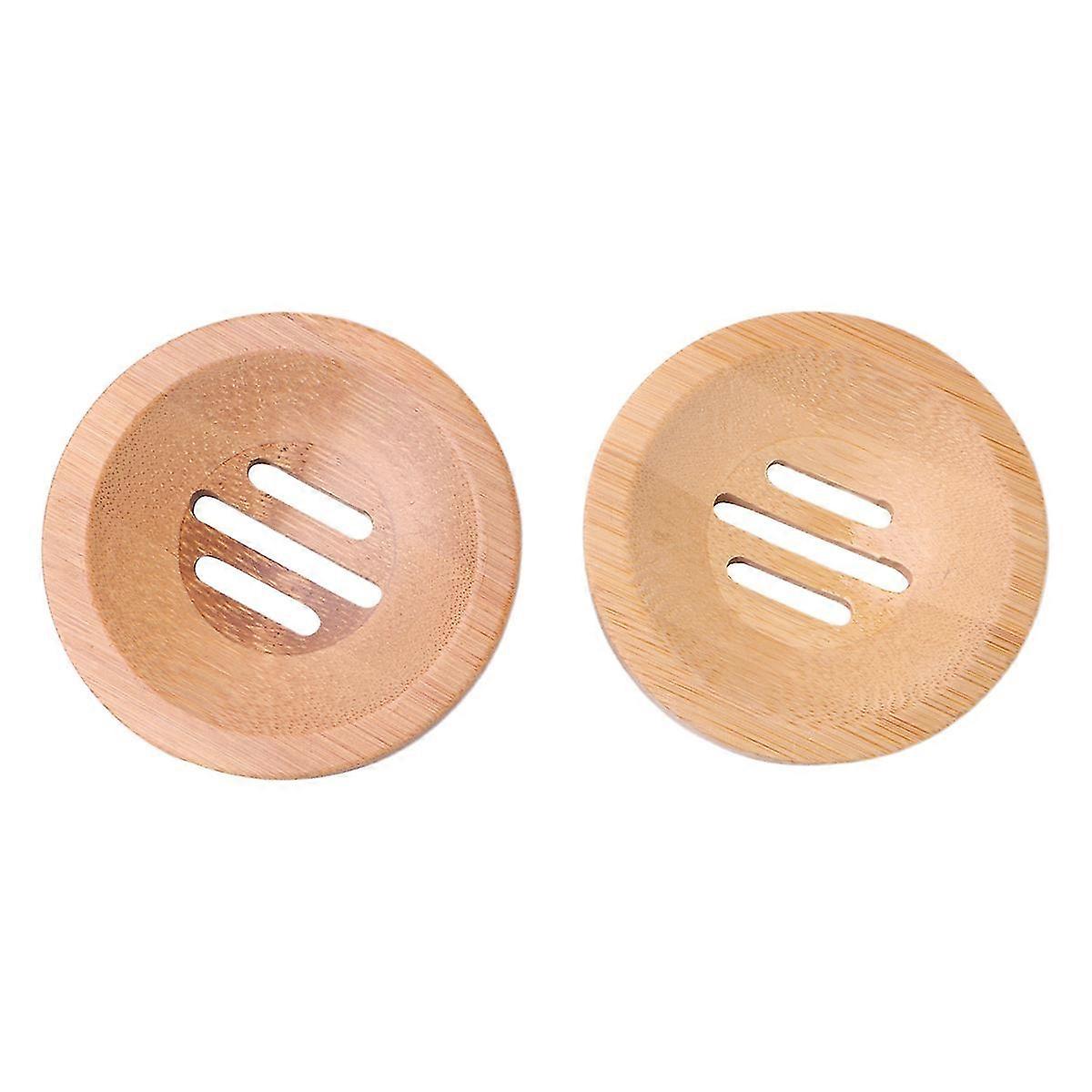 2pcs Soap Holders Bamboo Round Hollow Soap Box Container Soap Dish for Bathroom